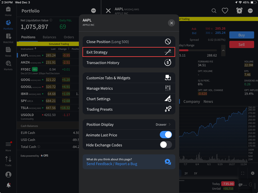 The exit strategy option on the ipad. 